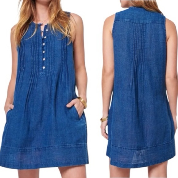 Faherty Isha Basketweave Dress in Indigo Denim Size XS - Picture 11 of 11
